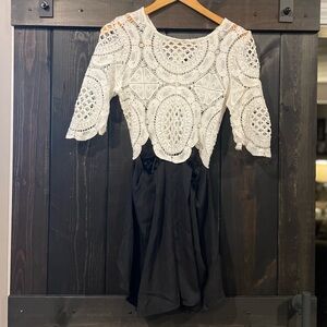 Elegant Black and White Lace Jumpsuit